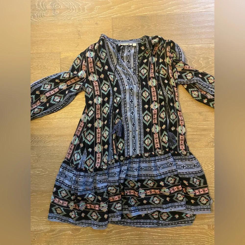 NWOT Anthropologie Holding Horses Winter Moon Boho Western Tunic Tiered Dress M - Picture 3 of 10